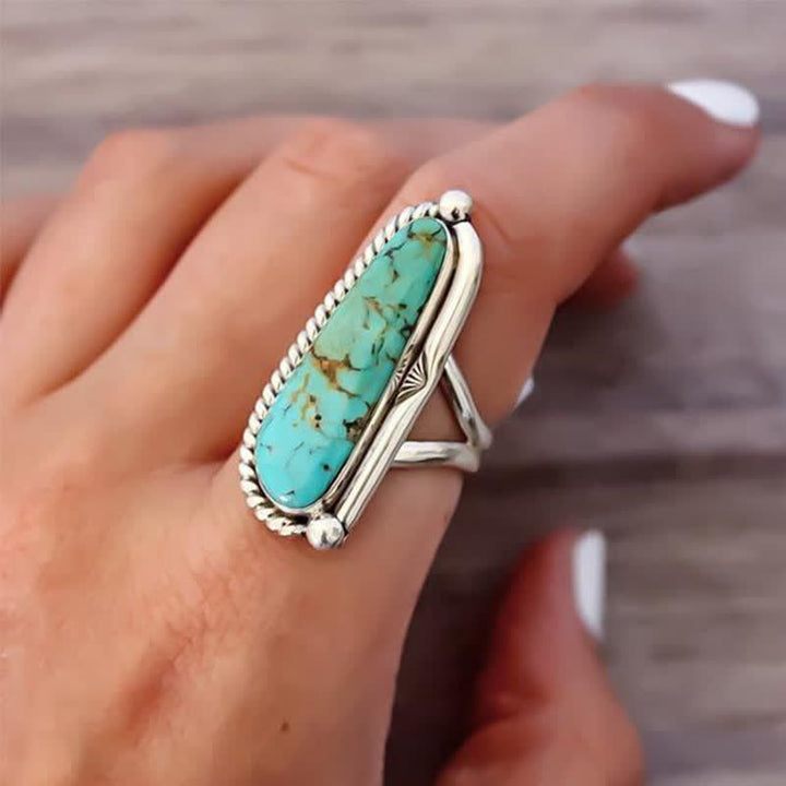 Anillo con forma de gota geométrica turquesa de Bohemia de Olivenorma