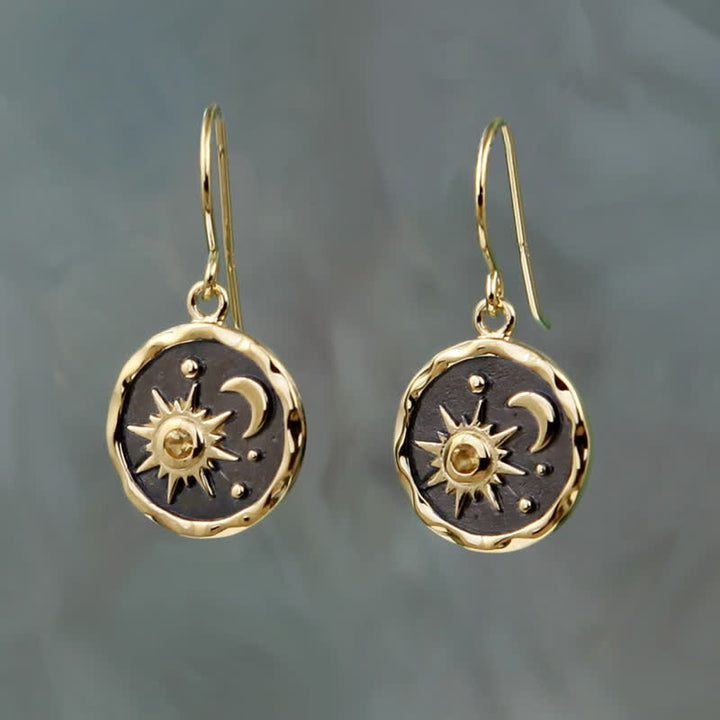 Pendientes de sol y luna creciente con citrino de Bohemia de Olivenorma