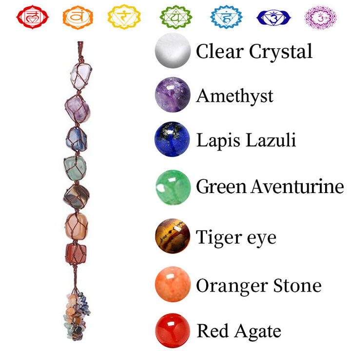Borla decorativa de meditación con piedra Reiki para la curación de los 7 chakras de Olivenorma