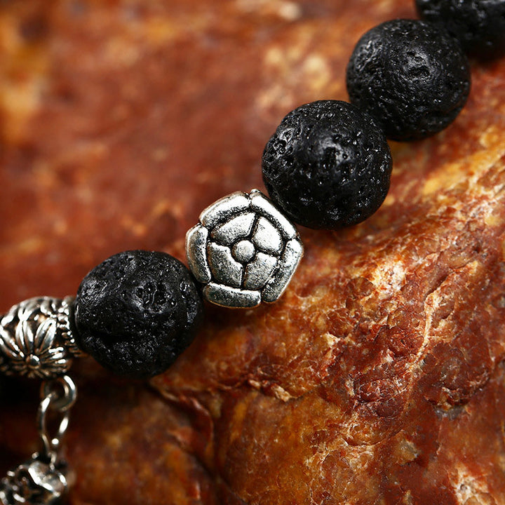 Pulsera con simbolo de cruz de piedra natural