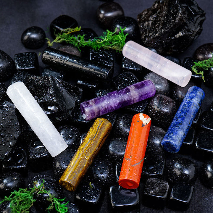 Adorno cilíndrico de cristal de chakra natural de Olivenorma, decoración con piedras preciosas