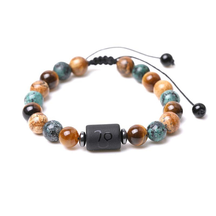 Pulsera con imagen de ojo de tigre y jaspe del zodiaco