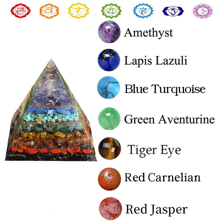 Pirámide de orgón natural de la paz de los chakras de Olivenorma