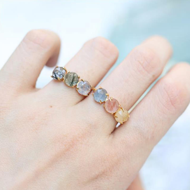 Anillo de plata de ley S925 con cuarzo rutilado natural de Olivenorma