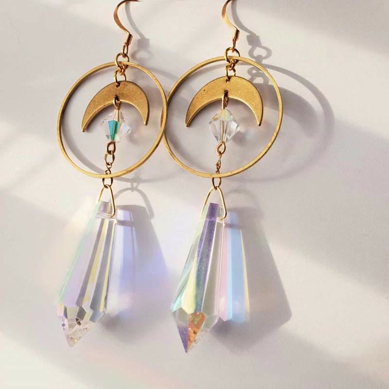 Pendientes bohemios de cristal natural de Olivenorma
