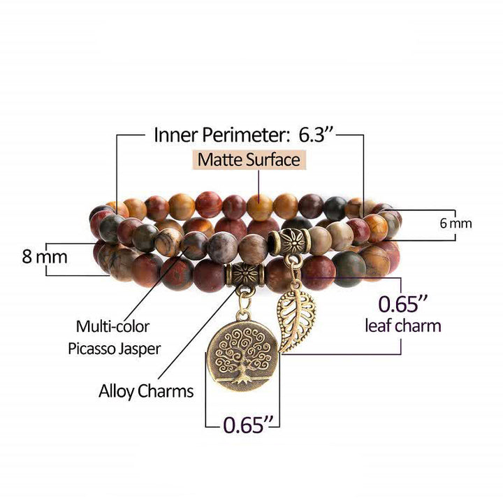 Pulsera de calma y paz con jaspe pictórico de Olivenorma