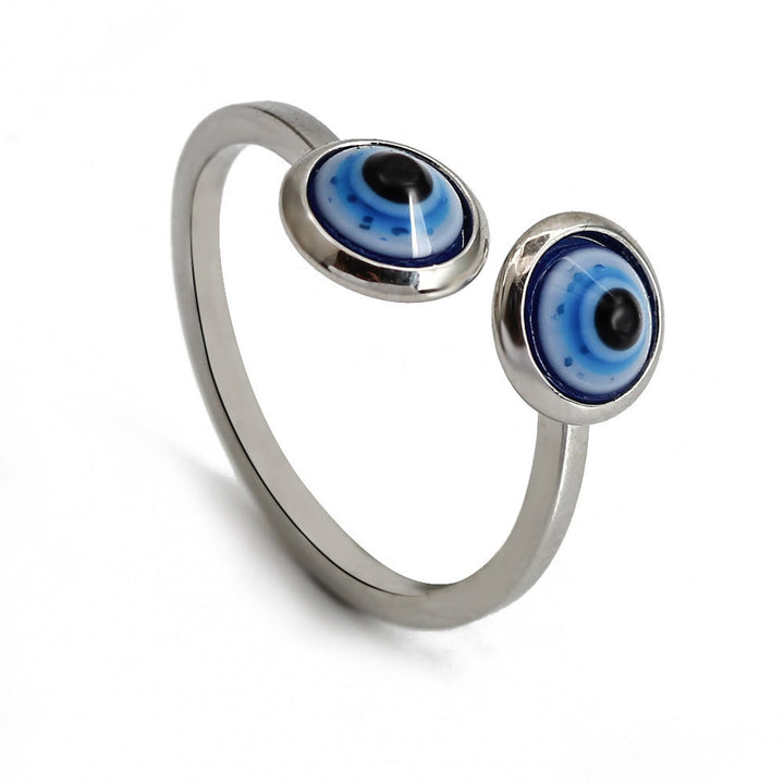 Anillo de mujer con ojo malvado bañado en oro y circonita blanca de Olivenorma 