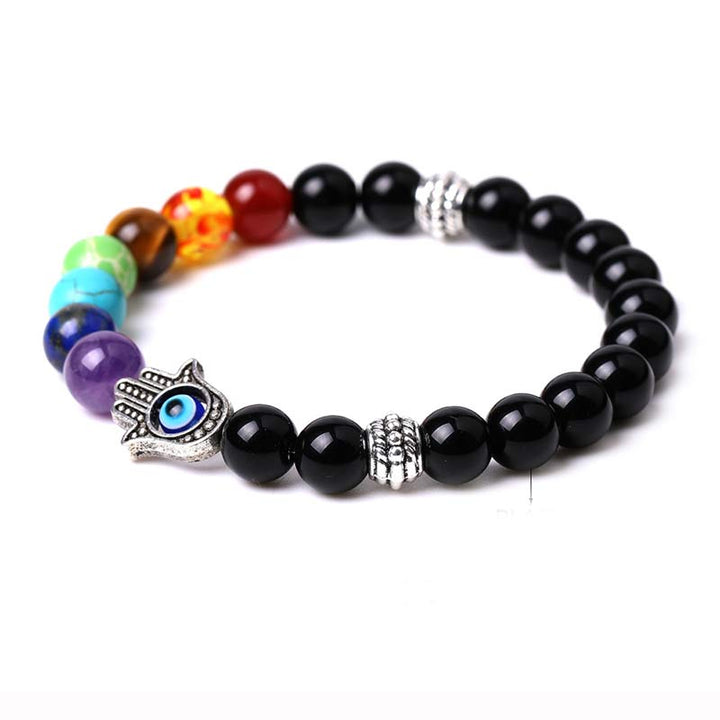 Olivenorma Pulsera Natural Chakra Hamsa y Mal de Ojo Reki