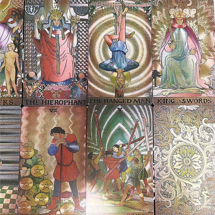 Cartas del tarot con lámina de oro estilo antiguo de Olivenorma 