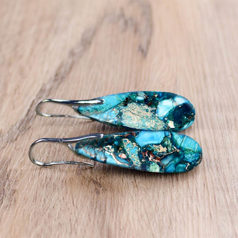 Pendientes de piedra emperador con forma de gota de Olivenorma