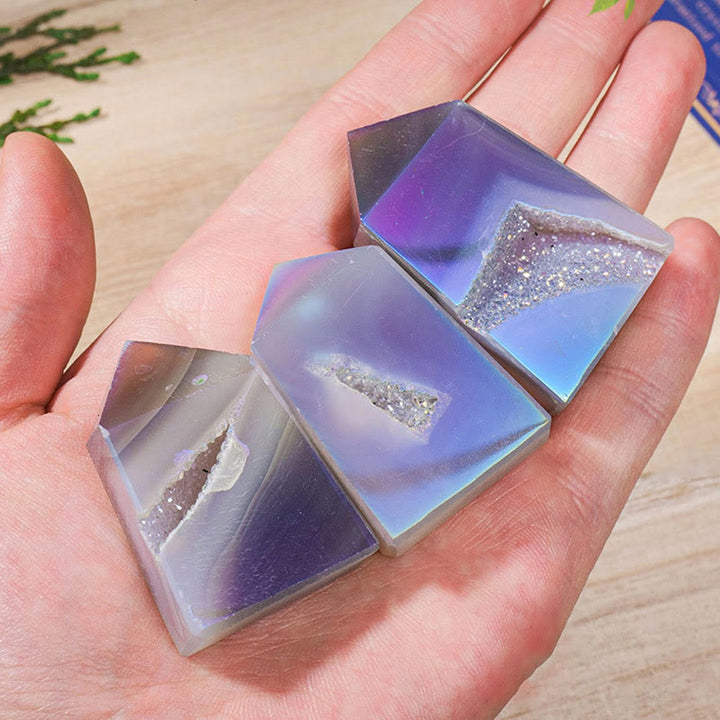 Varitas de cristal de cuarzo con aura de ángel de Olivenorma para decoración con piedras preciosas