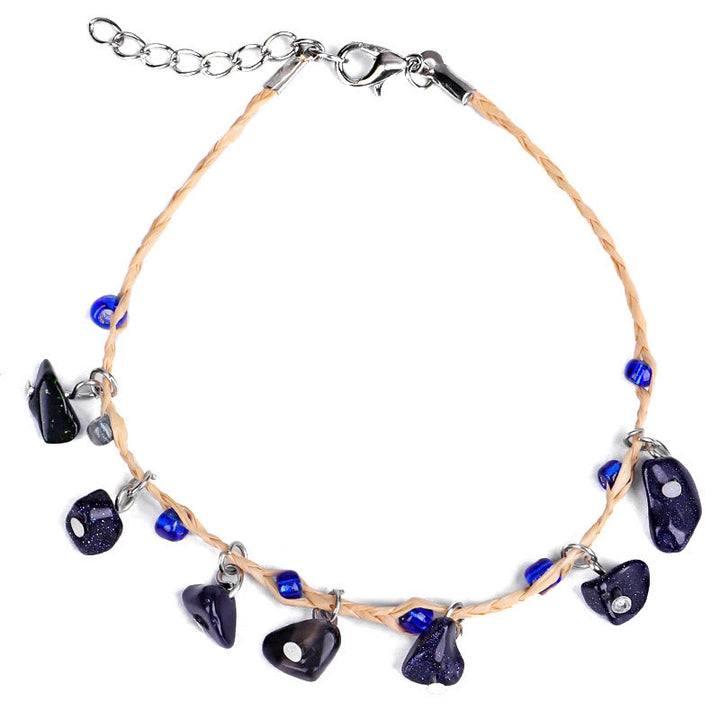 Pulsera tobillera con colgante de grava de cristal natural de Olivenorma