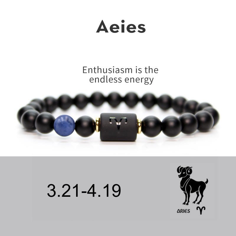 Pulsera de hombre con ónix negro natural del zodiaco de Olivenorma 