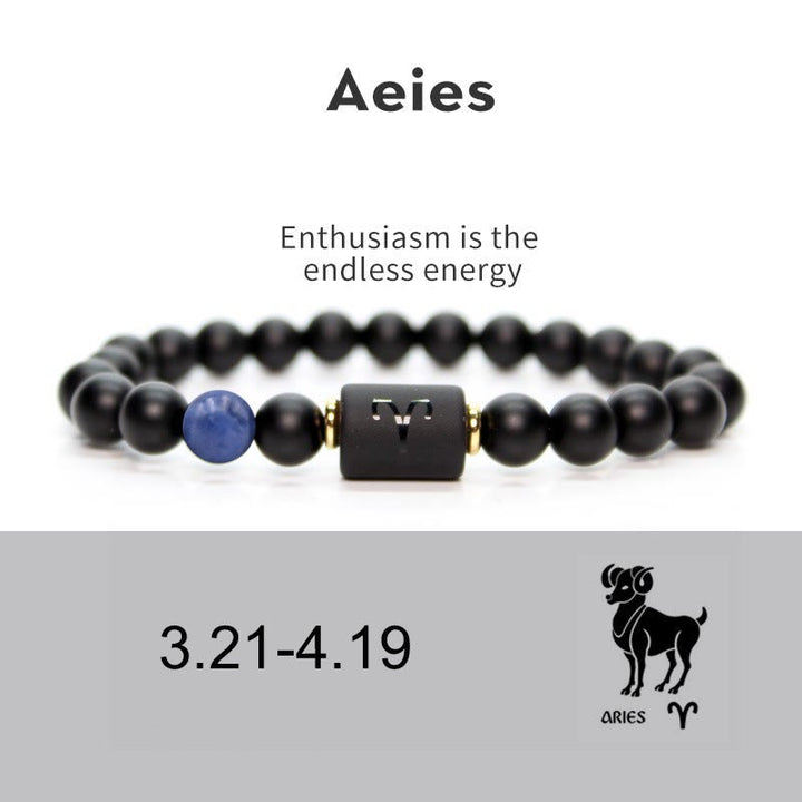 Pulsera de hombre con ónix negro natural del zodiaco de Olivenorma 