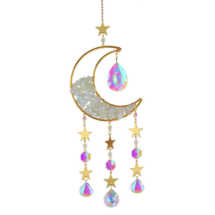 Atrapasol con forma de carillón de viento y reloj de arena de cristal lunar de Olivenorma