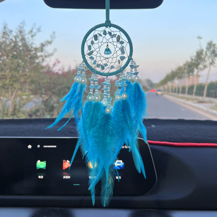Atrapasueños colgante tejido a mano para espejo retrovisor de coche de Olivenorma 