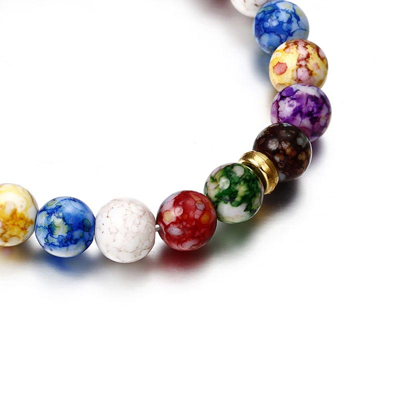 Pulsera de yoga con siete chakras y piedra de ágata colorida