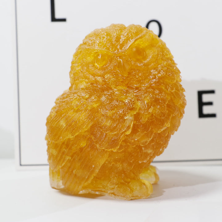 Adorno de piedra preciosa tallada en forma de búho de cristal natural de Olivenorma