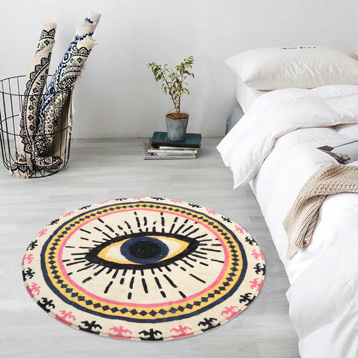 Alfombra antideslizante con diseño de ojo malvado redondo de color rosa de Olivenorma 