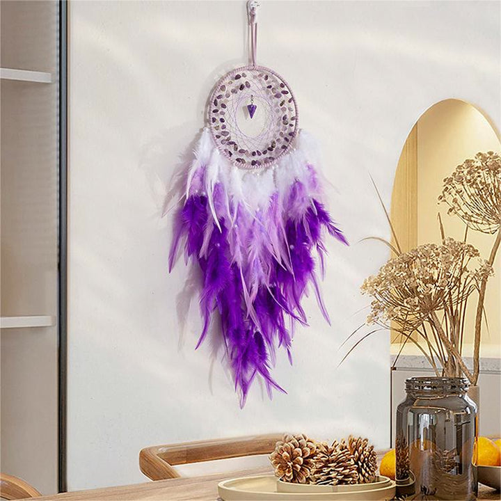 Colgante de péndulo de grava y amatista de Olivenorma Atrapasueños morado 