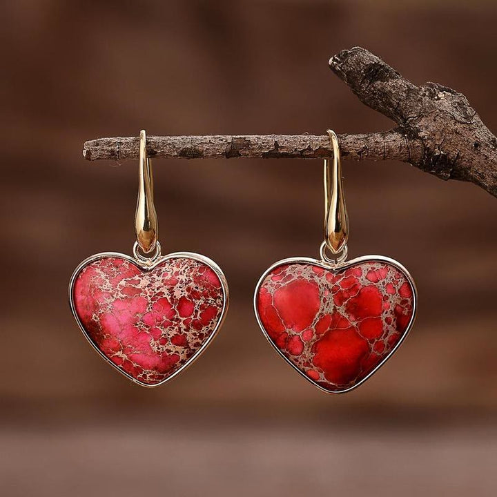 Pendientes colgantes en forma de corazón de turquesa ostra de Olivenorma