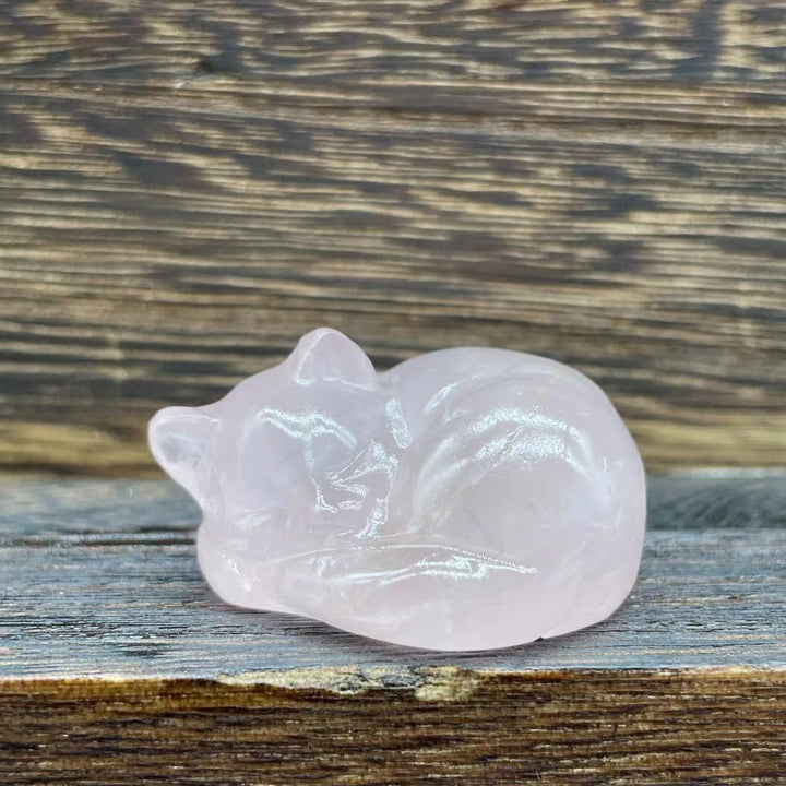 Adorno con piedras preciosas de gato de cristal natural de 4 cm de Olivenorma