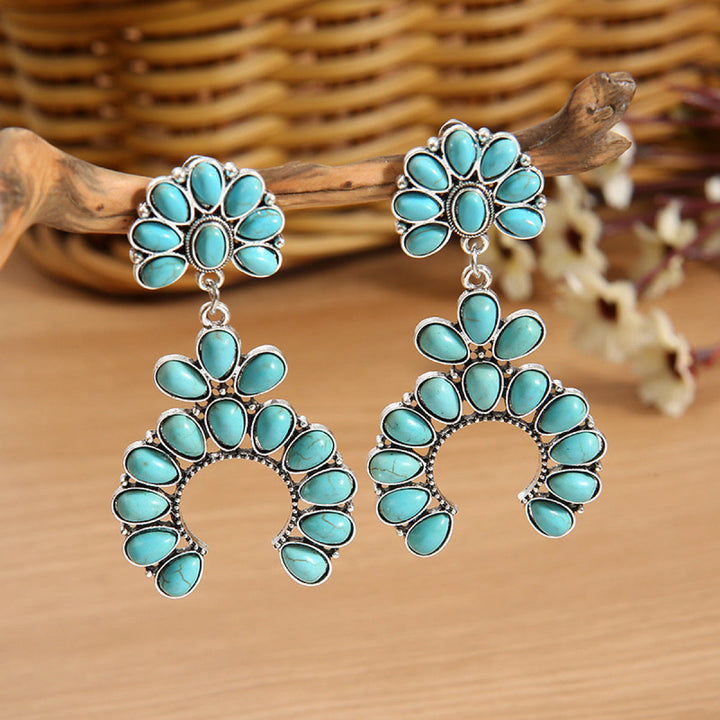 Pendientes bohemios con gotas de turquesa gruesas de Olivenorma