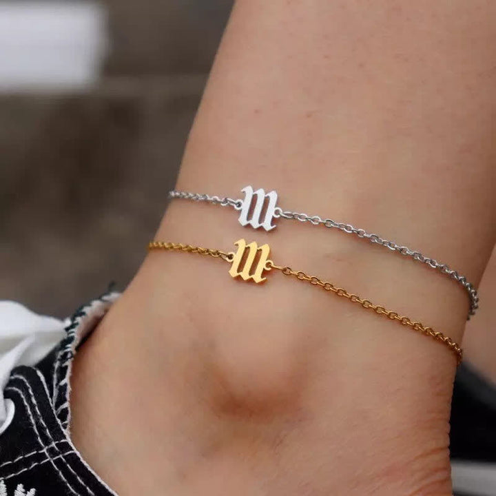 Pulsera de tobillo espiritual con números de ángel