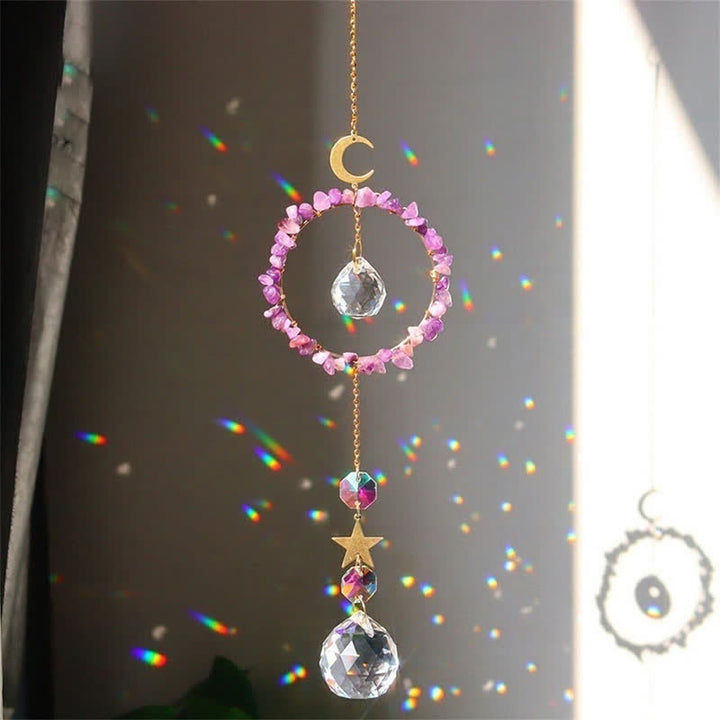 Atrapasueños con curación lunar y círculo de cristal de Olivenorma