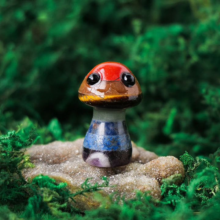 Adornos de piedras preciosas para mascotas con forma de hongo de cristal natural de Olivenorma