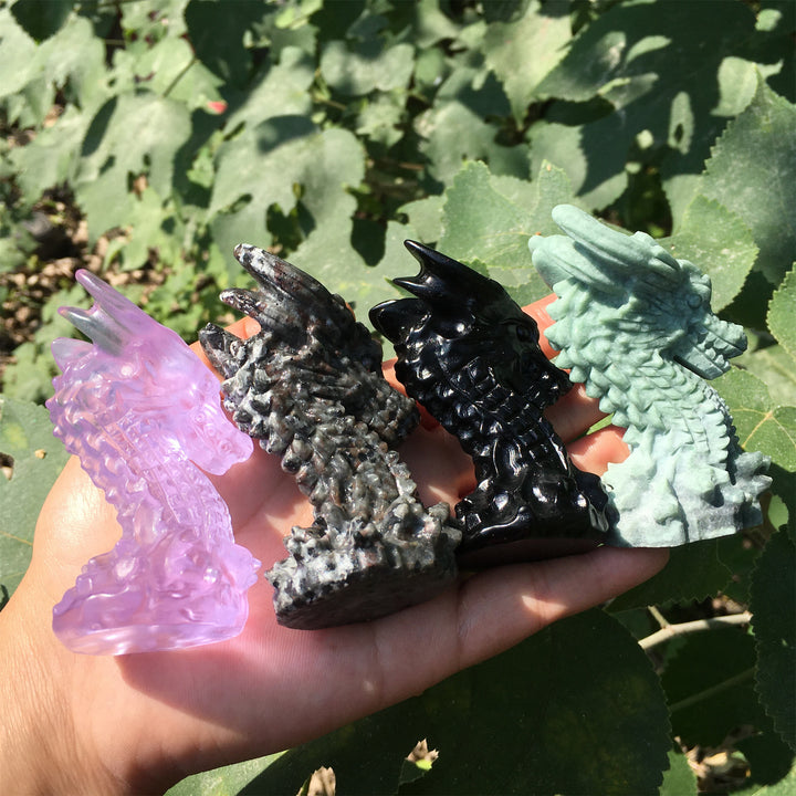 Adorno de piedra de obsidiana yooperlita de Olivenorma con cuernos largos, decoración con piedras preciosas 