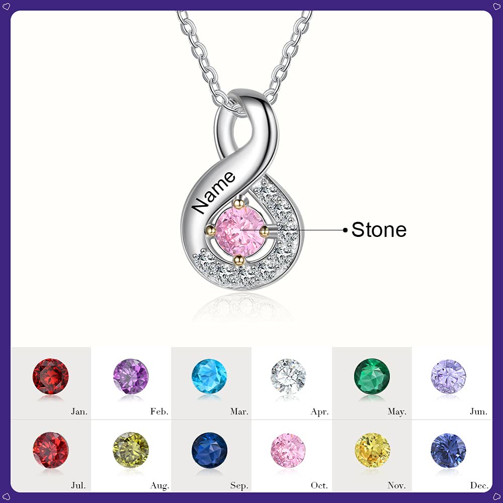 Collar con nombre grabado en piedra natal para mujer de Olivenorma
