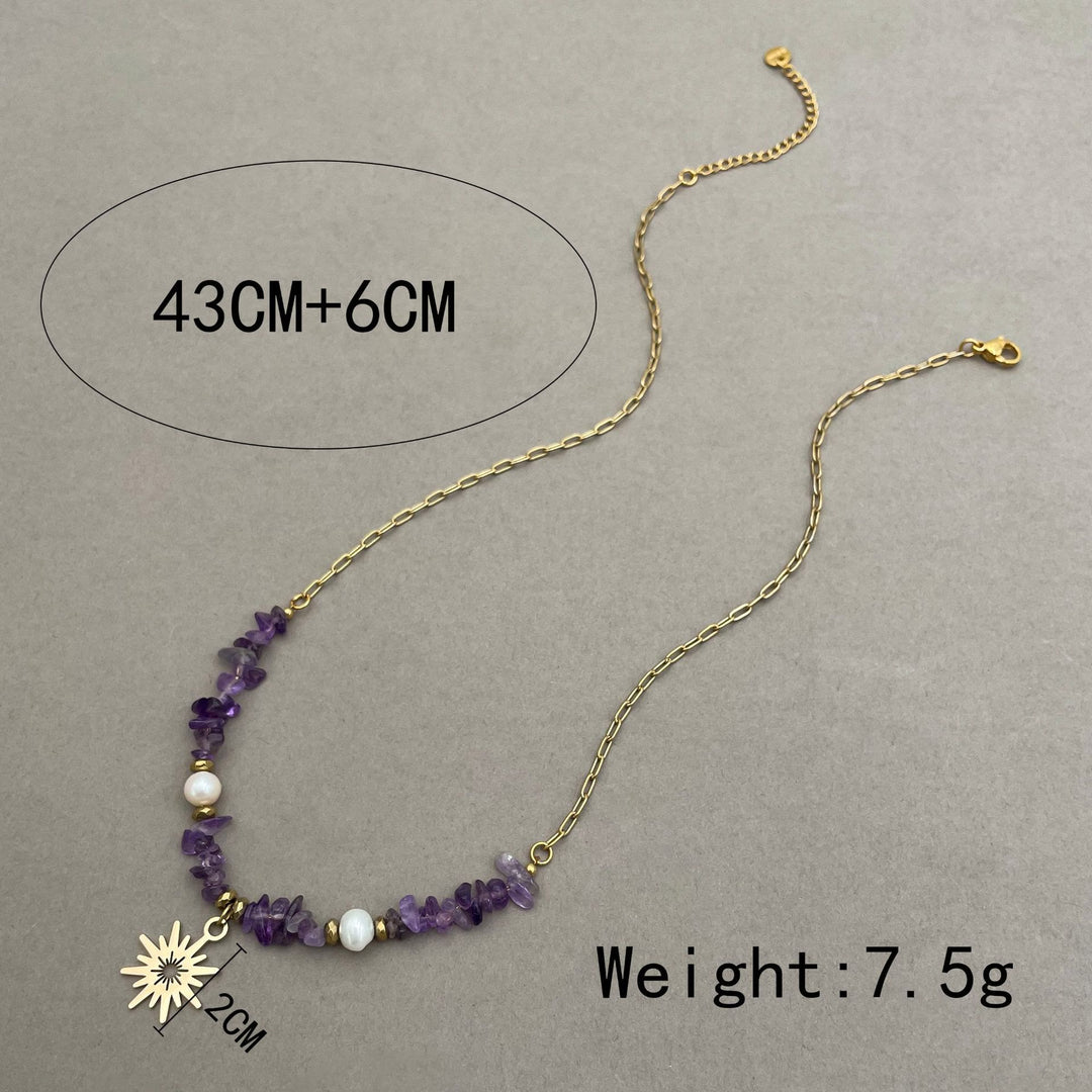 Collar con colgante de estrella de 16 puntas con perla de amatista irregular de Olivenorma