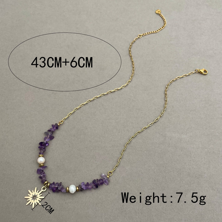 Collar con colgante de estrella de 16 puntas con perla de amatista irregular de Olivenorma