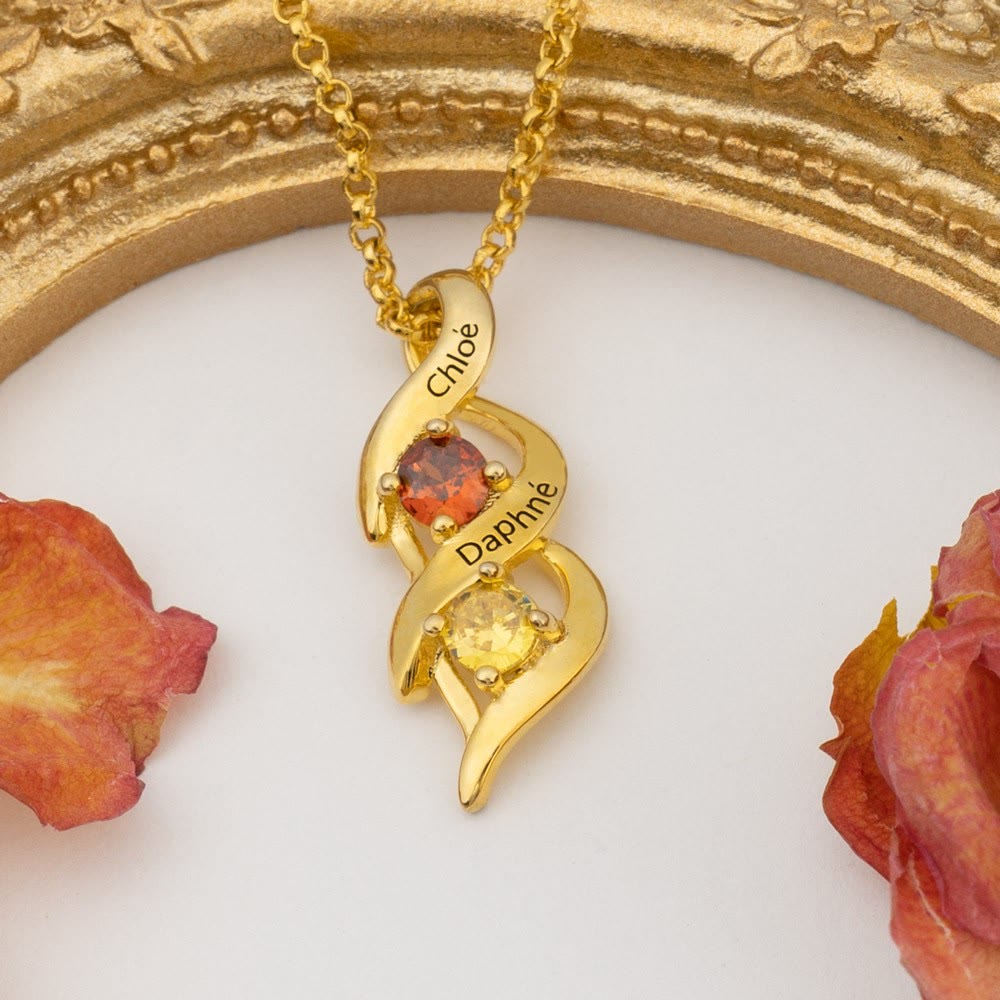 Collar personalizado con grabados y piedras de nacimiento del 1 al 6