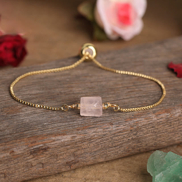 Pulsera de cadena de metal con piedras prismáticas de cristal natural de Olivenorma