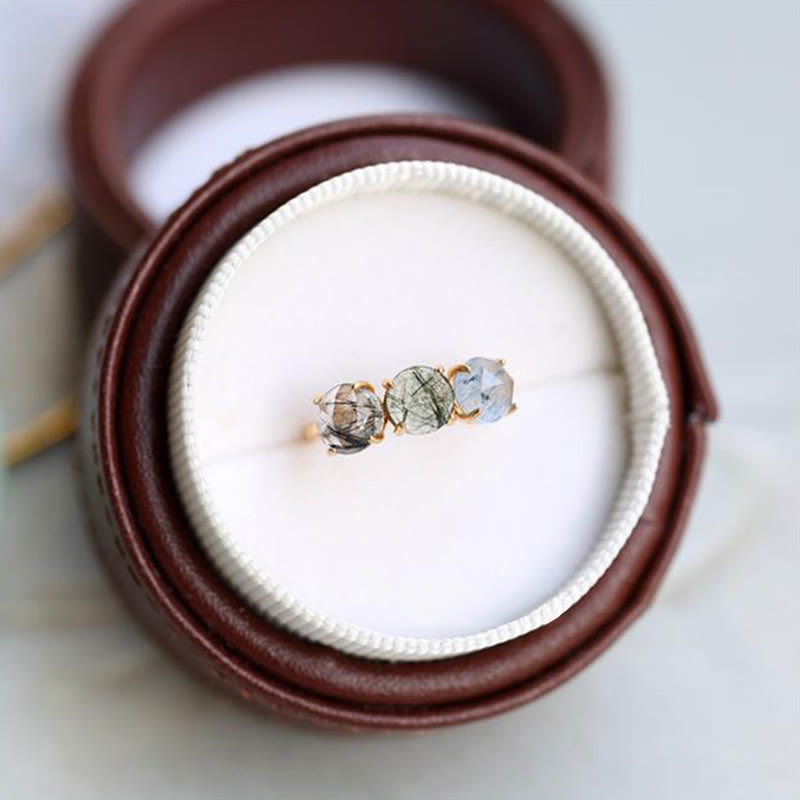 Anillo de plata de ley S925 con cuarzo rutilado natural de Olivenorma