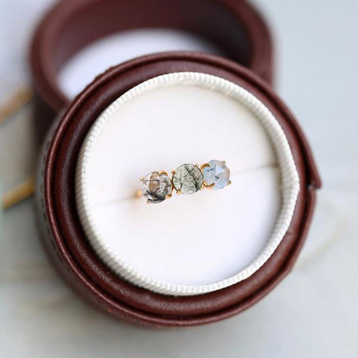Anillo de plata de ley S925 con cuarzo rutilado natural de Olivenorma