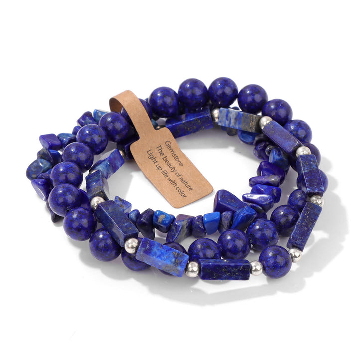 Juego de pulseras irregulares de tres capas con piedra natural Olivenorma