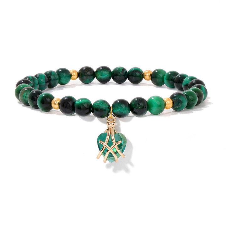 Pulsera con dije de corazón de piedra natural de Olivenorma