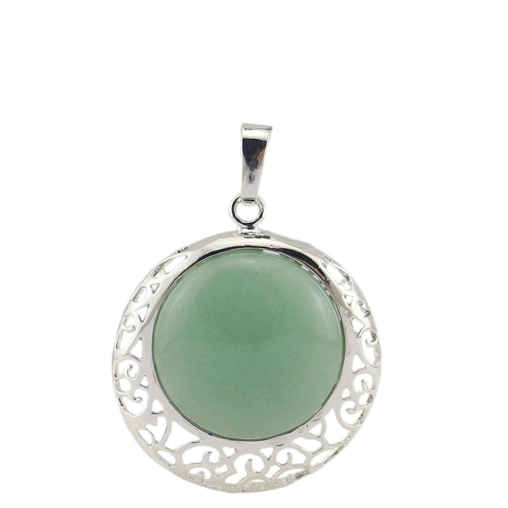 Collar ajustable con piedra auténtica y cristal redondo de Olivenorma 