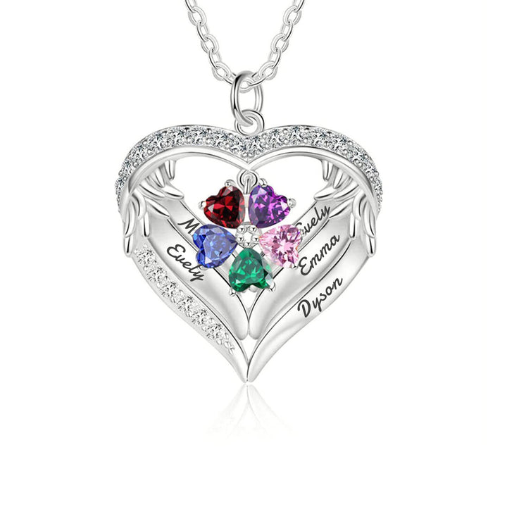 Collar de circonita cúbica con nombre grabado y piedra de nacimiento personalizada de Olivenorma