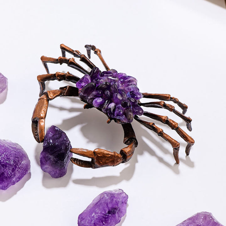 Adorno de piedra preciosa con forma de cangrejo y grava de amatista natural de Olivenorma