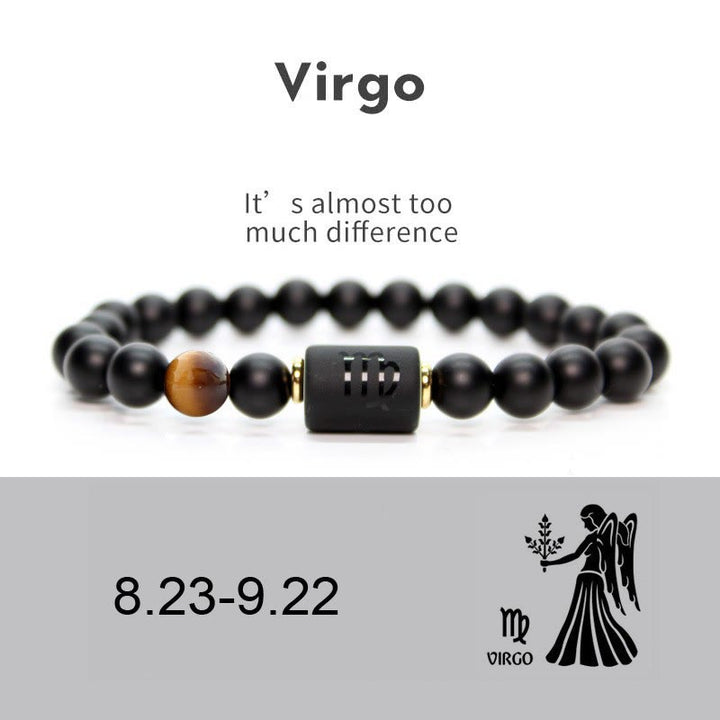 Pulsera de hombre con ónix negro natural del zodiaco de Olivenorma 