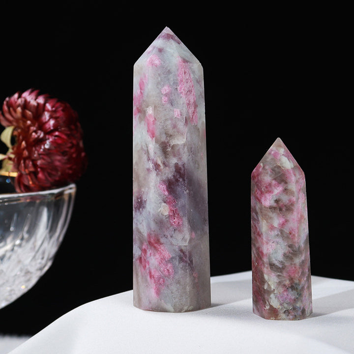 Varitas de cristal natural de lepidolita de Olivenorma