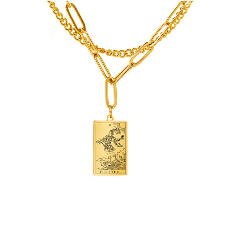 Collar de doble cadena con la carta del tarot de Olivenorma