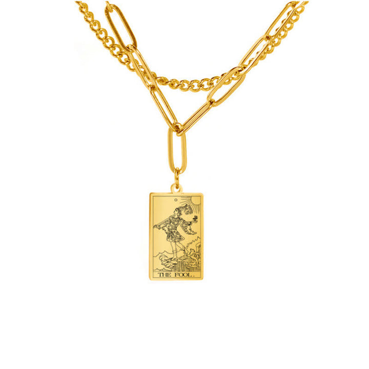 Collar de doble cadena con la carta del tarot de Olivenorma