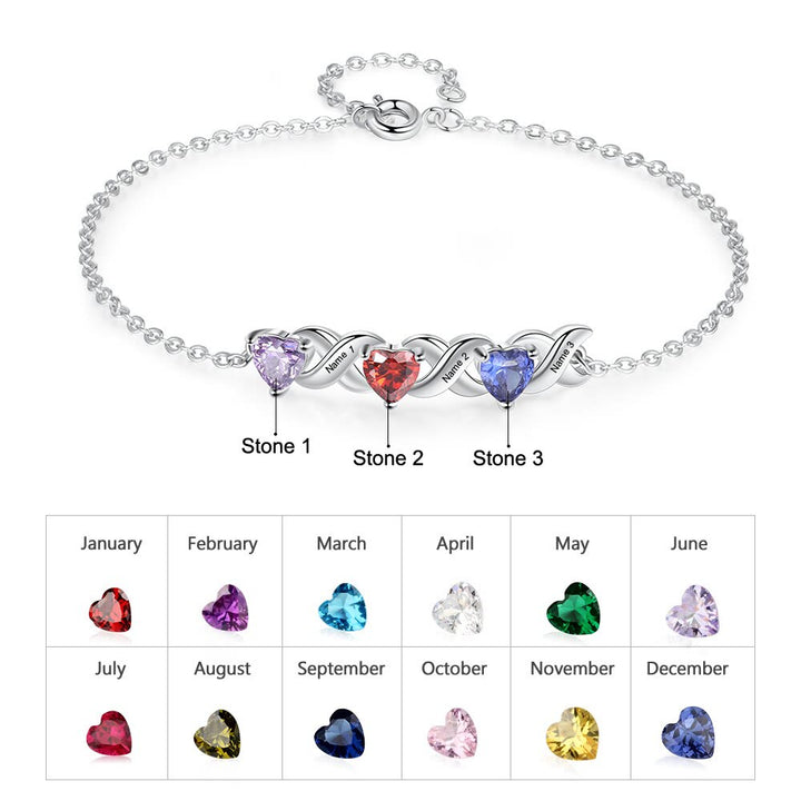 Pulsera con piedra natal de madre grabada personalizada de Olivenorma