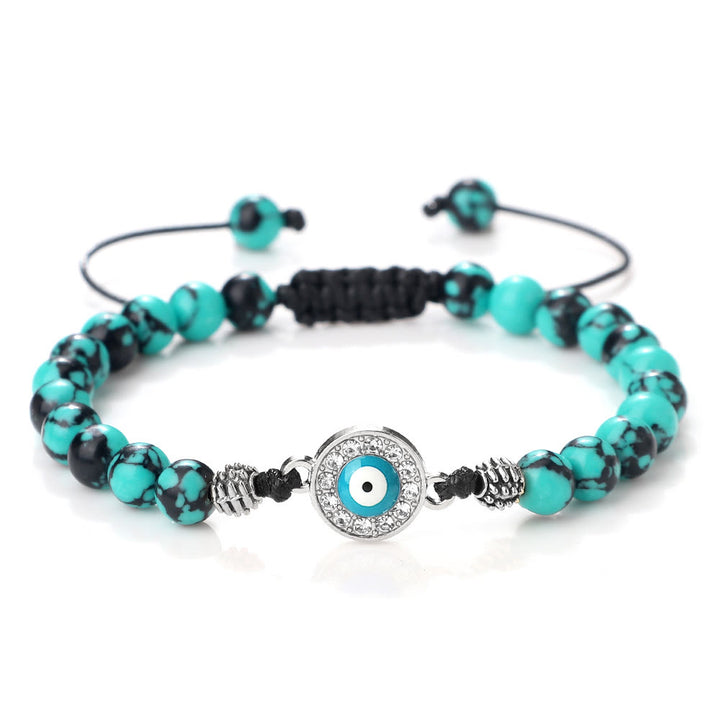 Pulsera de cuentas de circonita de piedra natural de 6 mm de Olivenorma 