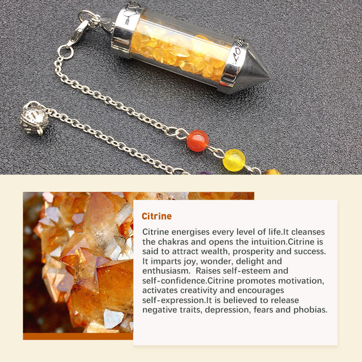 Péndulo de meditación de cristal de colores para los chakras
